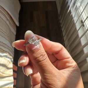 Elegant Pandora Double heart Sterling Silver Women's Ring Size 8